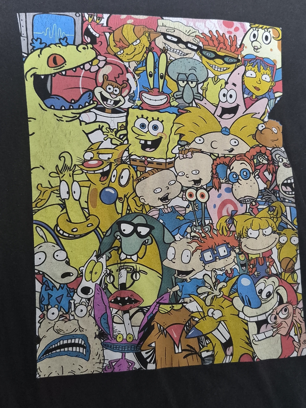 Nickelodeon Black Multicolor Classic Cartoon Collage Tee